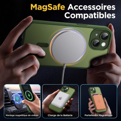 Oududianzi - coque pour iphone 15 compatible avec magsafe magnétique, housse de arrière translucide givrée pc, tpu silicone bump