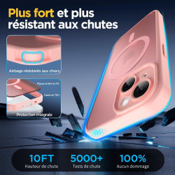Oududianzi - Coque pour iPhone 15 Compatible avec MagSafe Magnétique, Housse de Arrière Translucide Givrée PC, TPU Silicone Bump