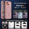 Oududianzi - Coque pour iPhone 15 Compatible avec MagSafe Magnétique, Housse de Arrière Translucide Givrée PC, TPU Silicone Bump