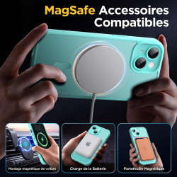 Oududianzi - Coque pour iPhone 15 Compatible avec MagSafe Magnétique, Housse de Arrière Translucide Givrée PC, TPU Silicone Bump