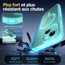 Oududianzi - Coque pour iPhone 15 Compatible avec MagSafe Magnétique, Housse de Arrière Translucide Givrée PC, TPU Silicone Bump