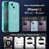 Oududianzi - Coque pour iPhone 15 Compatible avec MagSafe Magnétique, Housse de Arrière Translucide Givrée PC, TPU Silicone Bump