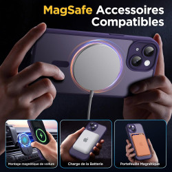 Oududianzi - Coque pour iPhone 15 Compatible avec MagSafe Magnétique, Housse de Arrière Translucide Givrée PC, TPU Silicone Bump