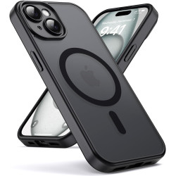Oududianzi - Coque pour iPhone 15 Compatible avec MagSafe Magnétique, Housse de Arrière Translucide Givrée PC, TPU Silicone Bump
