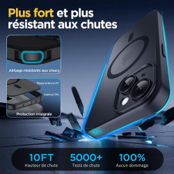 Oududianzi - Coque pour iPhone 15 Compatible avec MagSafe Magnétique, Housse de Arrière Translucide Givrée PC, TPU Silicone Bump