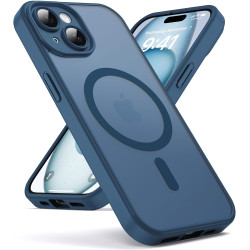 Oududianzi - Coque pour iPhone 15 Compatible avec MagSafe Magnétique, Housse de Arrière Translucide Givrée PC, TPU Silicone Bump