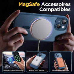 Oududianzi - Coque pour iPhone 15 Compatible avec MagSafe Magnétique, Housse de Arrière Translucide Givrée PC, TPU Silicone Bump