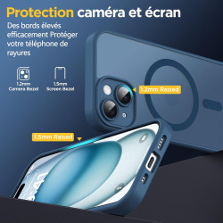 Oududianzi - Coque pour iPhone 15 Compatible avec MagSafe Magnétique, Housse de Arrière Translucide Givrée PC, TPU Silicone Bump
