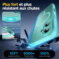 Oududianzi - Coque pour iPhone 16 Compatible avec MagSafe Magnétique, Housse de Arrière Translucide Givrée PC, TPU Silicone Bump
