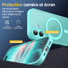Oududianzi - Coque pour iPhone 16 Compatible avec MagSafe Magnétique, Housse de Arrière Translucide Givrée PC, TPU Silicone Bump