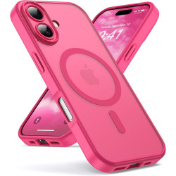 Oududianzi - Coque pour iPhone 16 Compatible avec MagSafe Magnétique, Housse de Arrière Translucide Givrée PC, TPU Silicone Bump