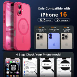 Oududianzi - Coque pour iPhone 16 Compatible avec MagSafe Magnétique, Housse de Arrière Translucide Givrée PC, TPU Silicone Bump