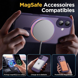 Oududianzi - Coque pour iPhone 16 Compatible avec MagSafe Magnétique, Housse de Arrière Translucide Givrée PC, TPU Silicone Bump