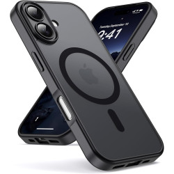 Oududianzi - Coque pour iPhone 16 Compatible avec MagSafe Magnétique, Housse de Arrière Translucide Givrée PC, TPU Silicone Bump