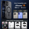 Oududianzi - Coque pour iPhone 16 Compatible avec MagSafe Magnétique, Housse de Arrière Translucide Givrée PC, TPU Silicone Bump