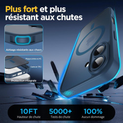 Oududianzi - Coque pour iPhone 16 Compatible avec MagSafe Magnétique, Housse de Arrière Translucide Givrée PC, TPU Silicone Bump