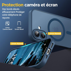 Oududianzi - Coque pour iPhone 16 Compatible avec MagSafe Magnétique, Housse de Arrière Translucide Givrée PC, TPU Silicone Bump