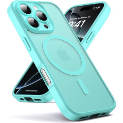 Oududianzi-Coque pour iPhone 16 Pro Compatible avec MagSafe Magnétique, Housse de Arrière Translucide Givrée PC, TPU Silicone Bu