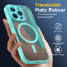 Oududianzi-Coque pour iPhone 16 Pro Compatible avec MagSafe Magnétique, Housse de Arrière Translucide Givrée PC, TPU Silicone Bu