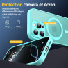 Oududianzi-Coque pour iPhone 16 Pro Compatible avec MagSafe Magnétique, Housse de Arrière Translucide Givrée PC, TPU Silicone Bu