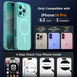 Oududianzi-Coque pour iPhone 16 Pro Compatible avec MagSafe Magnétique, Housse de Arrière Translucide Givrée PC, TPU Silicone Bu