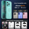 Oududianzi-Coque pour iPhone 16 Pro Compatible avec MagSafe Magnétique, Housse de Arrière Translucide Givrée PC, TPU Silicone Bu