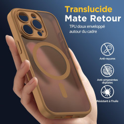 Oududianzi-coque pour iphone 16 pro compatible avec magsafe magnétique, housse de arrière translucide givrée pc, tpu silicone bu