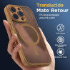 Oududianzi-coque pour iphone 16 pro compatible avec magsafe magnétique, housse de arrière translucide givrée pc, tpu silicone bu