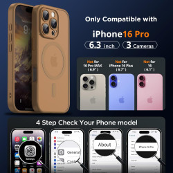 Oududianzi-coque pour iphone 16 pro compatible avec magsafe magnétique, housse de arrière translucide givrée pc, tpu silicone bu