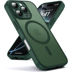 Oududianzi-coque pour iphone 16 pro compatible avec magsafe magnétique, housse de arrière translucide givrée pc, tpu silicone bu