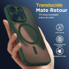 Oududianzi-coque pour iphone 16 pro compatible avec magsafe magnétique, housse de arrière translucide givrée pc, tpu silicone bu
