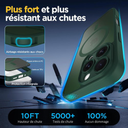 Oududianzi-coque pour iphone 16 pro compatible avec magsafe magnétique, housse de arrière translucide givrée pc, tpu silicone bu