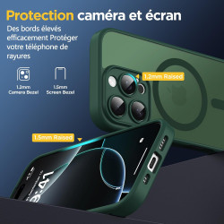 Oududianzi-coque pour iphone 16 pro compatible avec magsafe magnétique, housse de arrière translucide givrée pc, tpu silicone bu