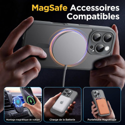 Oududianzi-coque pour iphone 16 pro compatible avec magsafe magnétique, housse de arrière translucide givrée pc, tpu silicone bu