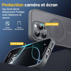 Oududianzi-coque pour iphone 16 pro compatible avec magsafe magnétique, housse de arrière translucide givrée pc, tpu silicone bu