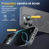 Oududianzi-coque pour iphone 16 pro compatible avec magsafe magnétique, housse de arrière translucide givrée pc, tpu silicone bu