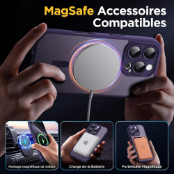 Oududianzi-Coque pour iPhone 16 Pro Compatible avec MagSafe Magnétique, Housse de Arrière Translucide Givrée PC, TPU Silicone Bu