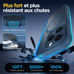 Oududianzi-Coque pour iPhone 16 Pro Compatible avec MagSafe Magnétique, Housse de Arrière Translucide Givrée PC, TPU Silicone Bu
