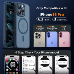 Oududianzi-Coque pour iPhone 16 Pro Compatible avec MagSafe Magnétique, Housse de Arrière Translucide Givrée PC, TPU Silicone Bu