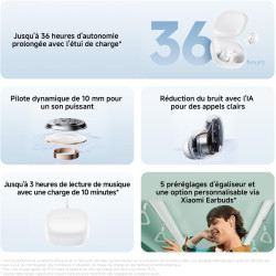 Xiaomi rougemi buds 6 play–casque sans fil bluetooth,ecouteurs bluetooth,conducteurs 10 mm,5 modes eq,jusqu'à 7.5h+36h autonomie
