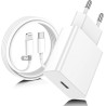 Chargeur iPhone,Chargeur Rapide avec 1M Câble USB C,Type C Adaptateur Secteur pour Original Apple iPhone 14/13/12/11/Plus/Pro/Pr