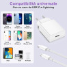 Chargeur iPhone,Chargeur Rapide avec 1M Câble USB C,Type C Adaptateur Secteur pour Original Apple iPhone 14/13/12/11/Plus/Pro/Pr