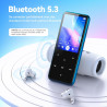Agptek 64go mp3 bleutooth avec haut-parleur, 2.4" grand écran lecteur mp3 en métal qualité sonore hifi audio mp4 baladeur sport 