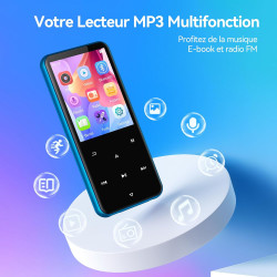 Agptek 64go mp3 bleutooth avec haut-parleur, 2.4" grand écran lecteur mp3 en métal qualité sonore hifi audio mp4 baladeur sport 