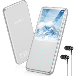 Agptek 64go mp3 bleutooth avec haut-parleur, 2.4" grand écran lecteur mp3 en métal qualité sonore hifi audio mp4 baladeur sport 