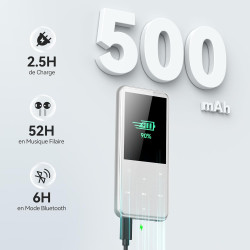 Agptek 64go mp3 bleutooth avec haut-parleur, 2.4" grand écran lecteur mp3 en métal qualité sonore hifi audio mp4 baladeur sport 