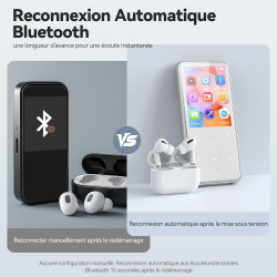 Agptek 64go mp3 bleutooth avec haut-parleur, 2.4" grand écran lecteur mp3 en métal qualité sonore hifi audio mp4 baladeur sport 