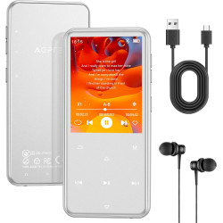 Agptek 64go mp3 bleutooth avec haut-parleur, 2.4" grand écran lecteur mp3 en métal qualité sonore hifi audio mp4 baladeur sport 