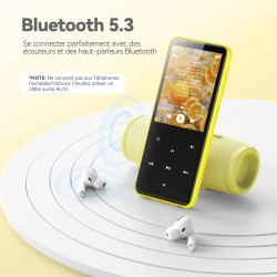 Agptek 64go mp3 bleutooth avec haut-parleur, 2.4" grand écran lecteur mp3 en métal qualité sonore hifi audio mp4 baladeur sport 