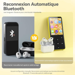 Agptek 64go mp3 bleutooth avec haut-parleur, 2.4" grand écran lecteur mp3 en métal qualité sonore hifi audio mp4 baladeur sport 